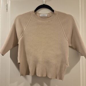 NAADAM CROPPED Beige Ribbed Knit Sweater